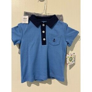 NWT Little Me Blue Nautical Shirt & Shorts Outfit - 12M